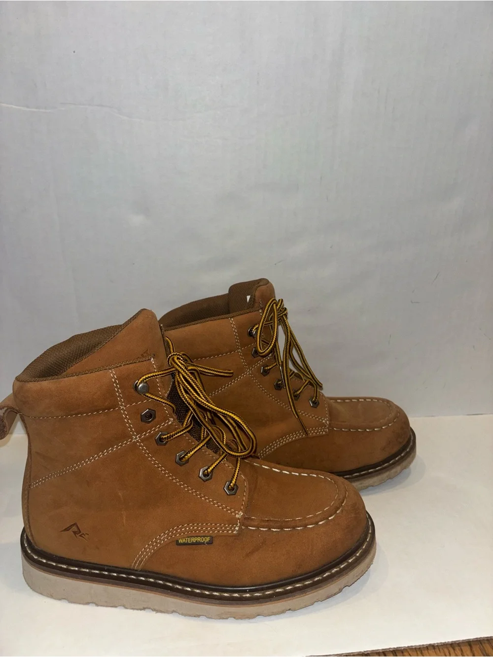 Men's Waterproof Tan Work Boots - Rugged Lace-Up Ankle Boot